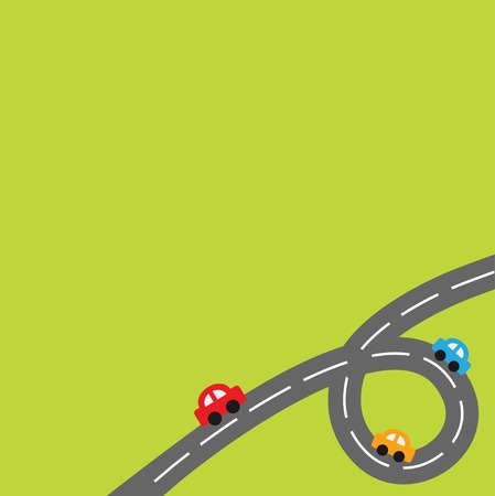 Background with loop road and cartoon carsのイラスト素材