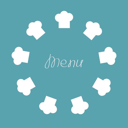 Chef hat round frame  Menu card  Flat design  Vector illustrationのイラスト素材
