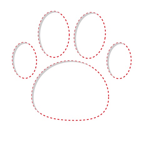 Paw print with red dash line  Empty frame template   Vector illustrationのイラスト素材