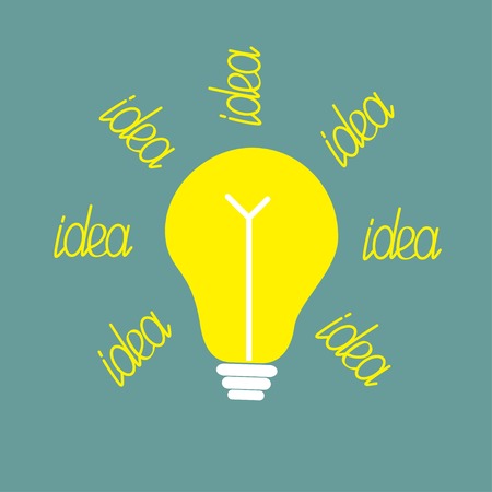 Yellow bulb with ray of light. Idea concept. Vector illustrationのイラスト素材