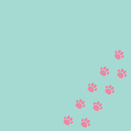 Paw print track in the corner. Blue and pink. Vector illustrationのイラスト素材