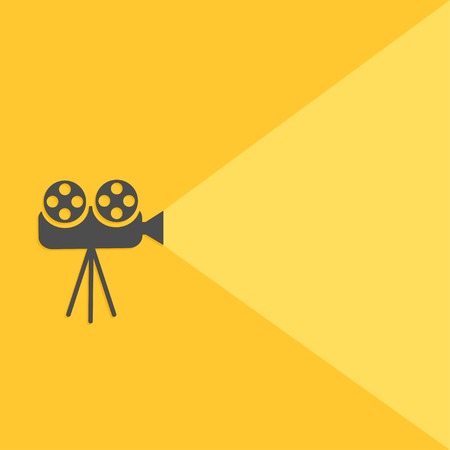 Cinema projector with light. Flat design. Vector illustrationのイラスト素材