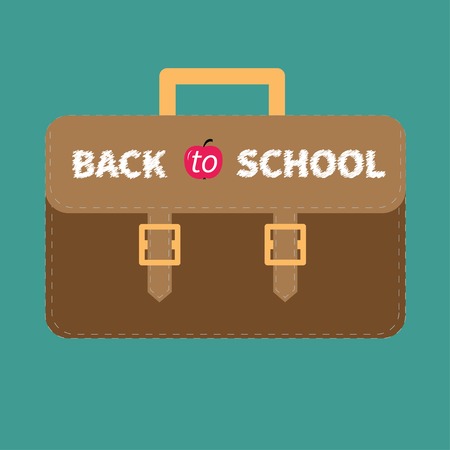 Big brown schoolbag briefcase  Flat design style  Vector illustrationのイラスト素材