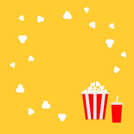 Popcorn round frame. Cinema icon in flat dsign style. Vector illustrationのイラスト素材
