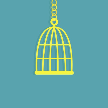 Golden birdcage cell. Flat design style. Vector illustrationのイラスト素材