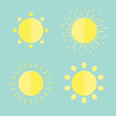 Sun set in flat design style. Blue background. Vector illustrationのイラスト素材