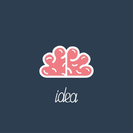 Big pink brain Business Idea concept. Flat design Vector illustrationのイラスト素材