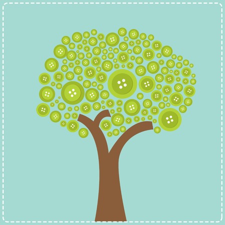 Big green button tree. のイラスト素材