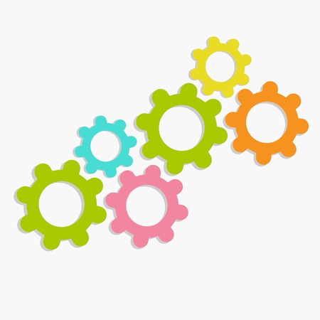 Colorful cogwheel gear set. のイラスト素材