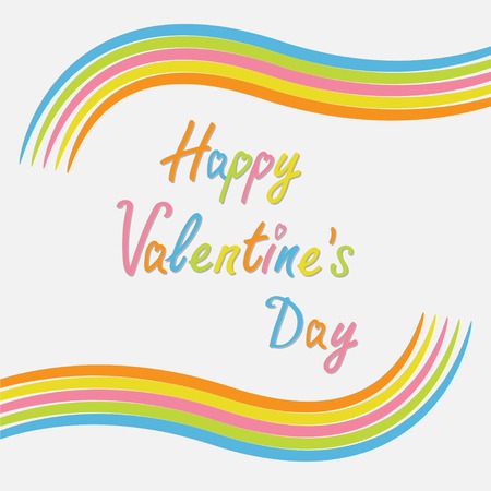Rainbow abstract curve frame template. Flat design. Happy Valentines day card Vector illustrationのイラスト素材