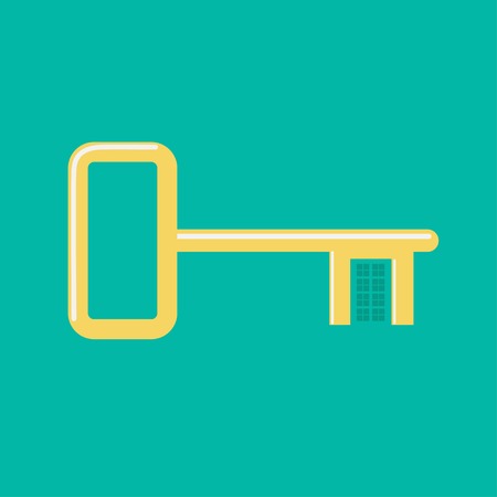 Golden key from the house with window and roof shape Flat design Vector illustrationのイラスト素材