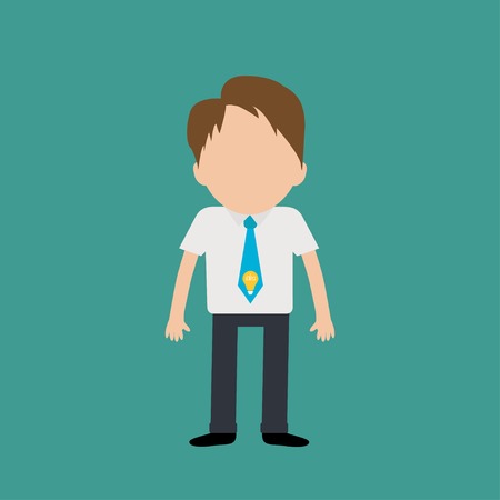 Businessman wearing a shirt, neck tie with light bulb. Idea consept. Isolated Flat design Vector illustrationのイラスト素材