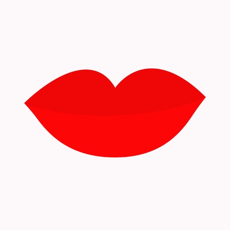 Big full thick red lips on white background. Isolated Flat design Vector illustrationのイラスト素材