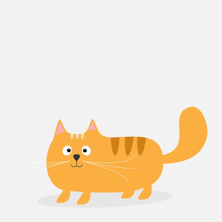 Cute cartoon red fatcat. Card. Kids background Flat design Vector illustrationのイラスト素材