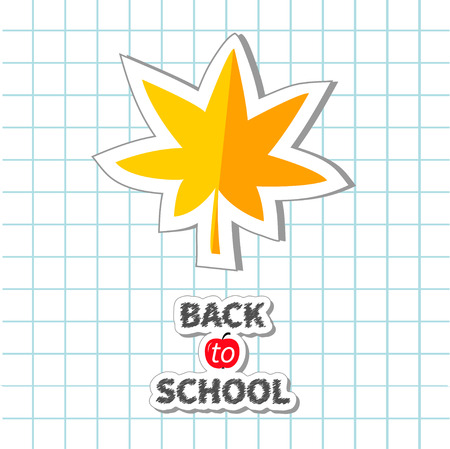 Autumn yellow and orange maple leaf Back to school Flat design illustrationのイラスト素材