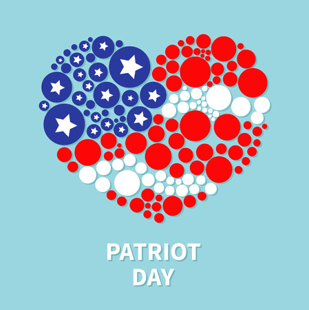Round dot heart flag Star and strip Patriot day Flat designのイラスト素材