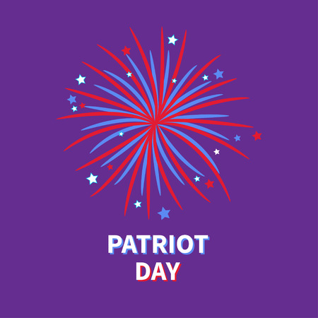 Patriot day Big fireworks night sky Star and strip  Flat designのイラスト素材