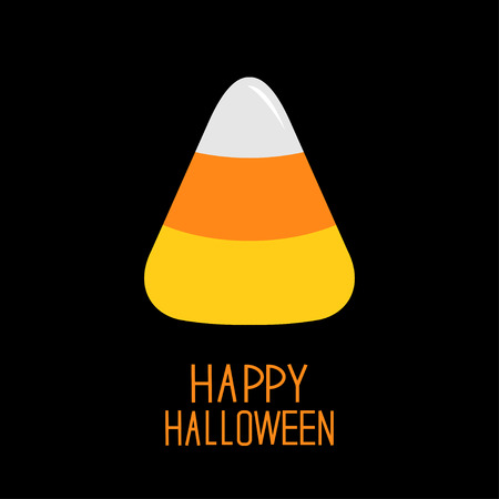 Candy corn. Happy Halloween card. Flat design.  Vector illustrationのイラスト素材