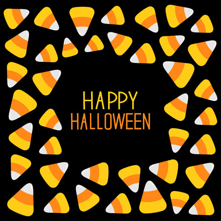 Candy corn frame. Happy Halloween card. Flat design. Vector illustrationのイラスト素材