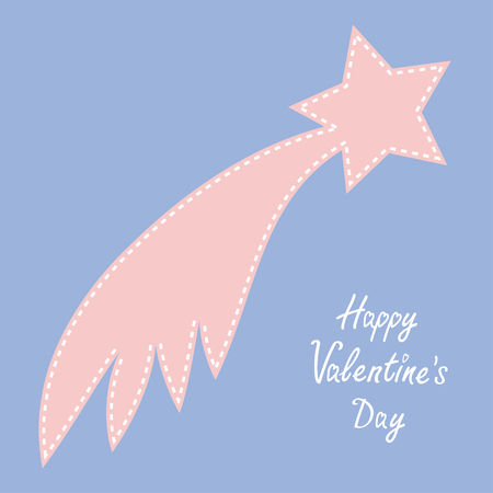 Happy Valentines Day. Love card. Comet flame with star. Rose quartz serenity color background. Flat design. Vector illustrationのイラスト素材