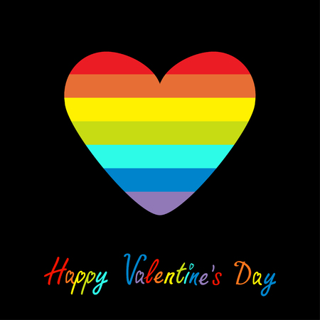 Happy Valentines Day. Love card. Rainbow heart. Gay LGBT symbol. Flat design. Vector illustrationのイラスト素材