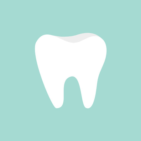 Tooth icon. Healthy tooth. Oral dental hygiene.  Children teeth care. Tooth health. Blue background....