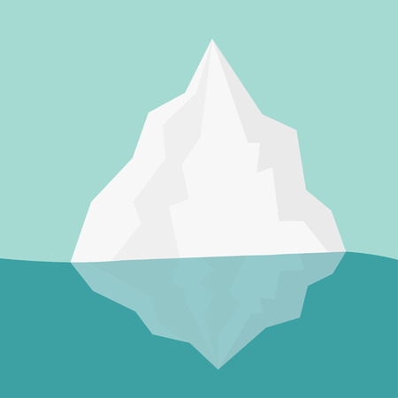 Iceberg Blue water Flat design Winter background Vector illustrationのイラスト素材