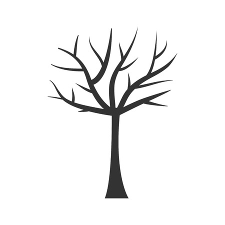 Tree trunk silhouette. Tree branch. Plant clip art.  Isolated. White background. Flat design. Vector illustrationのイラスト素材