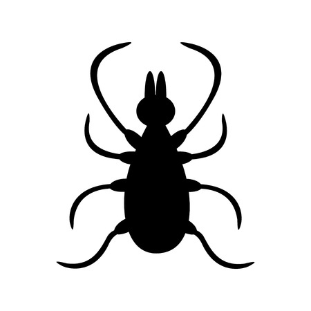 Tick insect silhouette shape. Mite deer ticks big icon. Dangerous black parasite. White background. Isolated. Flat design. Vector illustrationのイラスト素材