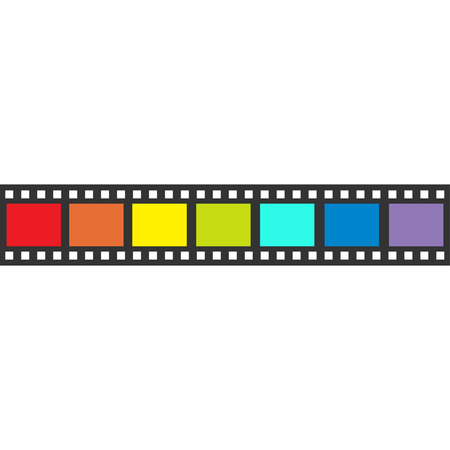 Rainbow flag Film strip frame. Straight shape ribbon. Design element. White background. LGBT Gay movie cinema sign symbol. Isolated. Flat. Vector illustrationのイラスト素材