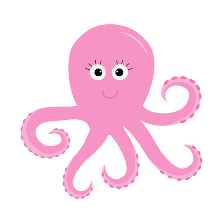Octopus Zoo alphabet. Ocean See underwater life Animals collection Education cards for kids Isolated White background Flat design Vector illustrationのイラスト素材