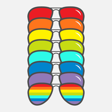 Sunglasses icon. Glasses set with rainbow lenses. LGBT sign. Gay flag symbol. Flat design. White background. Isolated. Vector illustration.のイラスト素材
