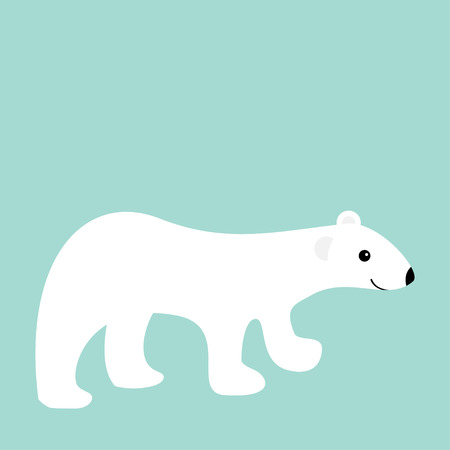 Arctic polar white bear cub. Cute cartoon baby character. Flat design. Winter blue background. Isolated. Vector illustrationのイラスト素材