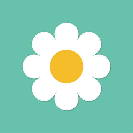 Chamomile icon, White daisy chamomile, Cute round flower plant collection,  vector illustration.のイラスト素材