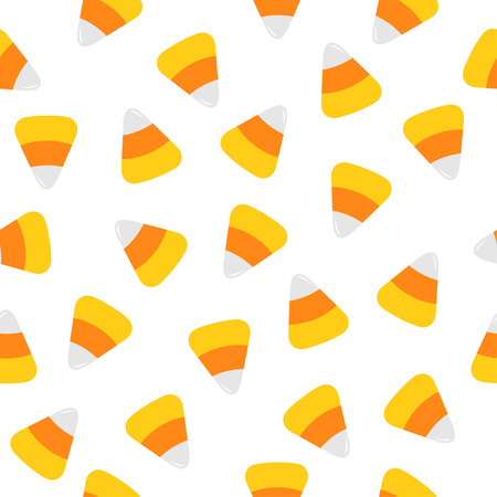 Happy Halloween. Candy corn. Seamless Pattern. Wrapping paper, textile template. Print template Flat design. White background Vector illustration.のイラスト素材