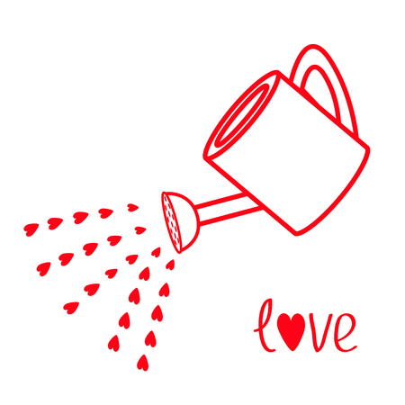 Love watering can with red hearts water drops.のイラスト素材