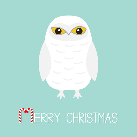 White owl Christmas greeting card design.のイラスト素材