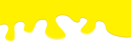 Flowing down paint yellow color drops. Flat design. White background. Isolated. Vector illustrationのイラスト素材