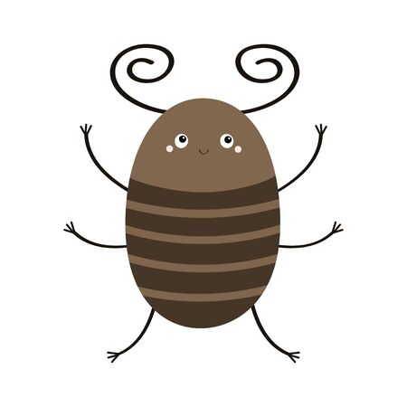 Bug beetle icon. Cute insect with horn. Cartoon kawaii funny character. Flat design. White background. Isolated. Vector illustrationのイラスト素材