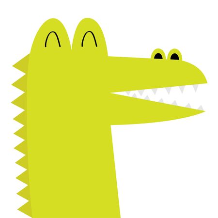 Alligator crocodile face head icon. Kawaii animal. Cute cartoon funny baby character. Long neck. Baby clothes kids print. Love. Flat design. White background. Isolated. Vector illustrationのイラスト素材