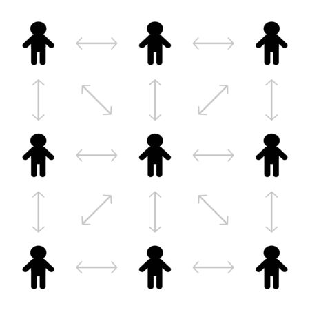Keep social distance sign. Man boy icon set. Coronovirus epidemic Covid- 19 protection. Disease preventio. Stop corona virus. Arrow symbol. Flat design. White background. Isolated. Vector illustrationのイラスト素材