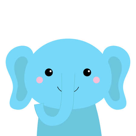 Elephant animal icon. Cute cartoon kawaii baby character. Funny face head. Notebook cover tshirt. Baby greeting card print template. White background. Flat design. Vector illustrationのイラスト素材