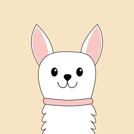 Chihuahua dog Toy terrier puppy face head. White lapdog. Animal icon set. Cute kawaii cartoon funny character. Pet animal collection. Adopt concept. Flat design. Beige background. Isolated. Vectorのイラスト素材