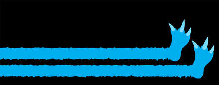 Happy Halloween. monster legs. Two long legs with nails. Sitting monsters. blue fur. Cute kawaii cartoon character. Funny bunner. baby kids collection. flat design. Black background. vectorのイラスト素材