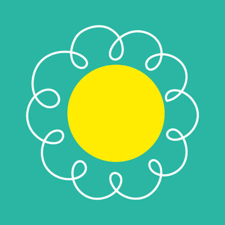 Daisy Camomile. White chamomile icon. line doodle. growing concept. Cute round flower plant collection. love card symbol. flat design. isolated. blue background. vector illustrationのイラスト素材
