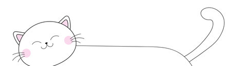 Cat hiding silhouette. funny face head. pink cheeks. Black line contour kitten. Cute kawaii animal. Cartoon pet character. Notebook cover. sticker print. Banner. flat design. white background. Vectorのイラスト素材