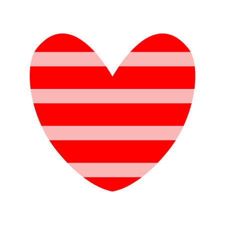 Happy Valentine's day. red heart icon. Cute line striped pattern. Love sign symbol simple template. greeting card. decoration element. flat design. white background. vector illustrationのイラスト素材