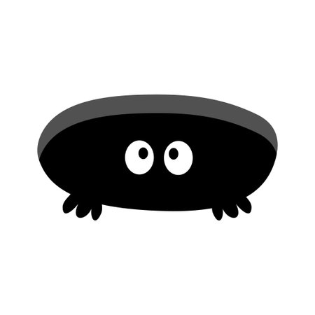 Eyes looking from black hole. Holding hands. Cat eyes face, paws. Happy Halloween. Cute cartoon funny baby animal people character. Black silhouette sticker print Greeting card White background Vectorのイラスト素材