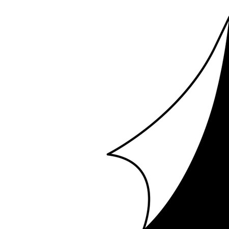 Curled paper corner. Fold page corners. Adhesive note. Happy Halloween. Cute funny doodle hand drawn decoration. Black silhouette line contour sticker print. Greeting card. White background. Vectorのイラスト素材