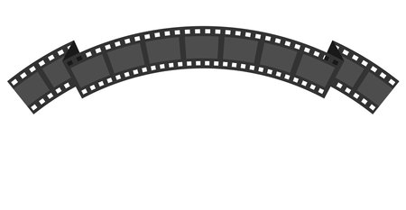 Film strip in perspective. Cinema Movie festival. Advertisement, flyer, invitation, poser, banner frame template. Wave shape ribbon. Design element. Flat design. White background. Isolated. Vectorのイラスト素材